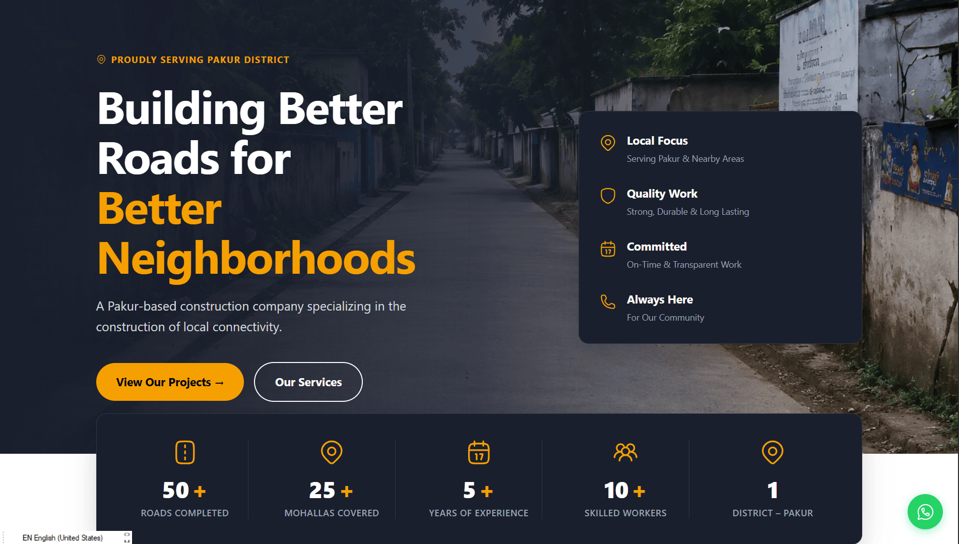 A1BuildSys website hero section