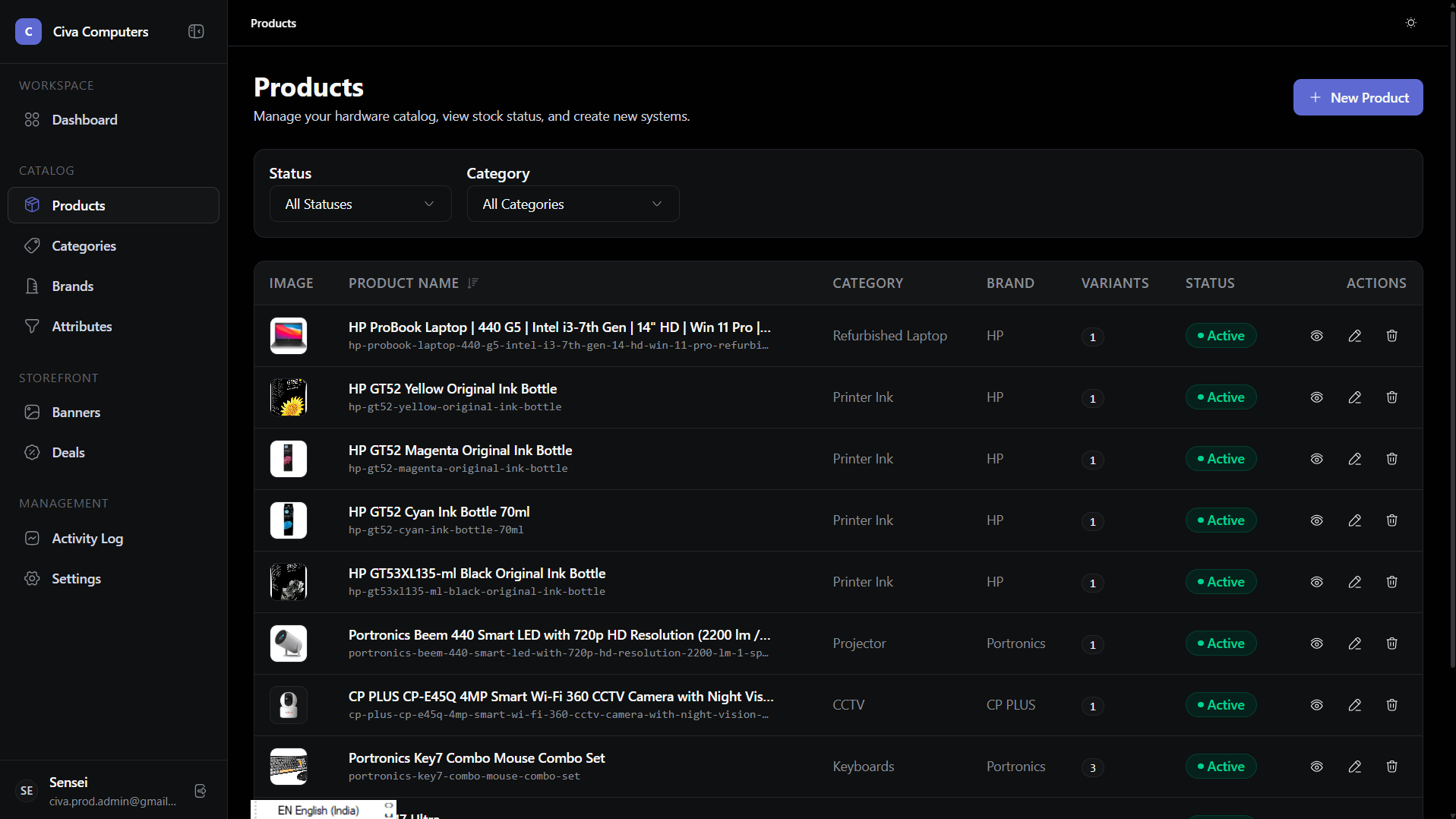 Admin Dashboard — Operations & Catalog Engine