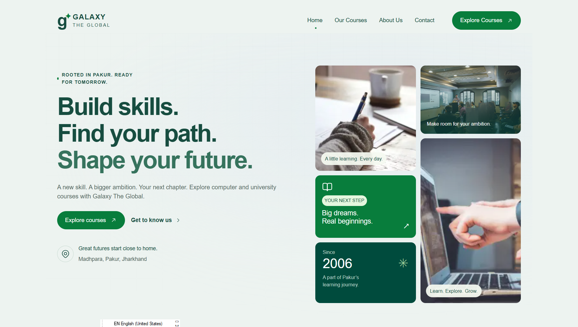 Galaxy The Global: an accessible web presence for computer education — Brand and website design by Abu Bakar Hasan
