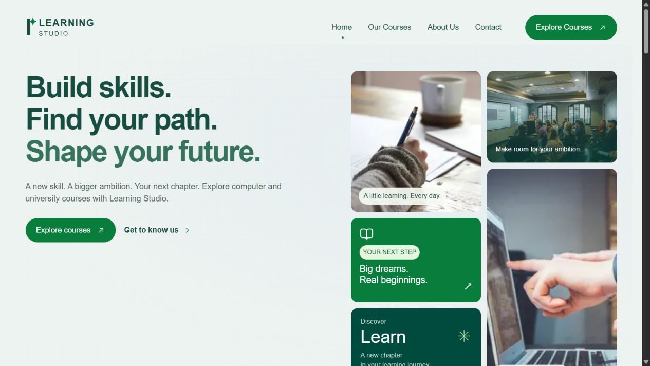 Learning Studio: an education website concept — Brand and website design by Abu Bakar Hasan